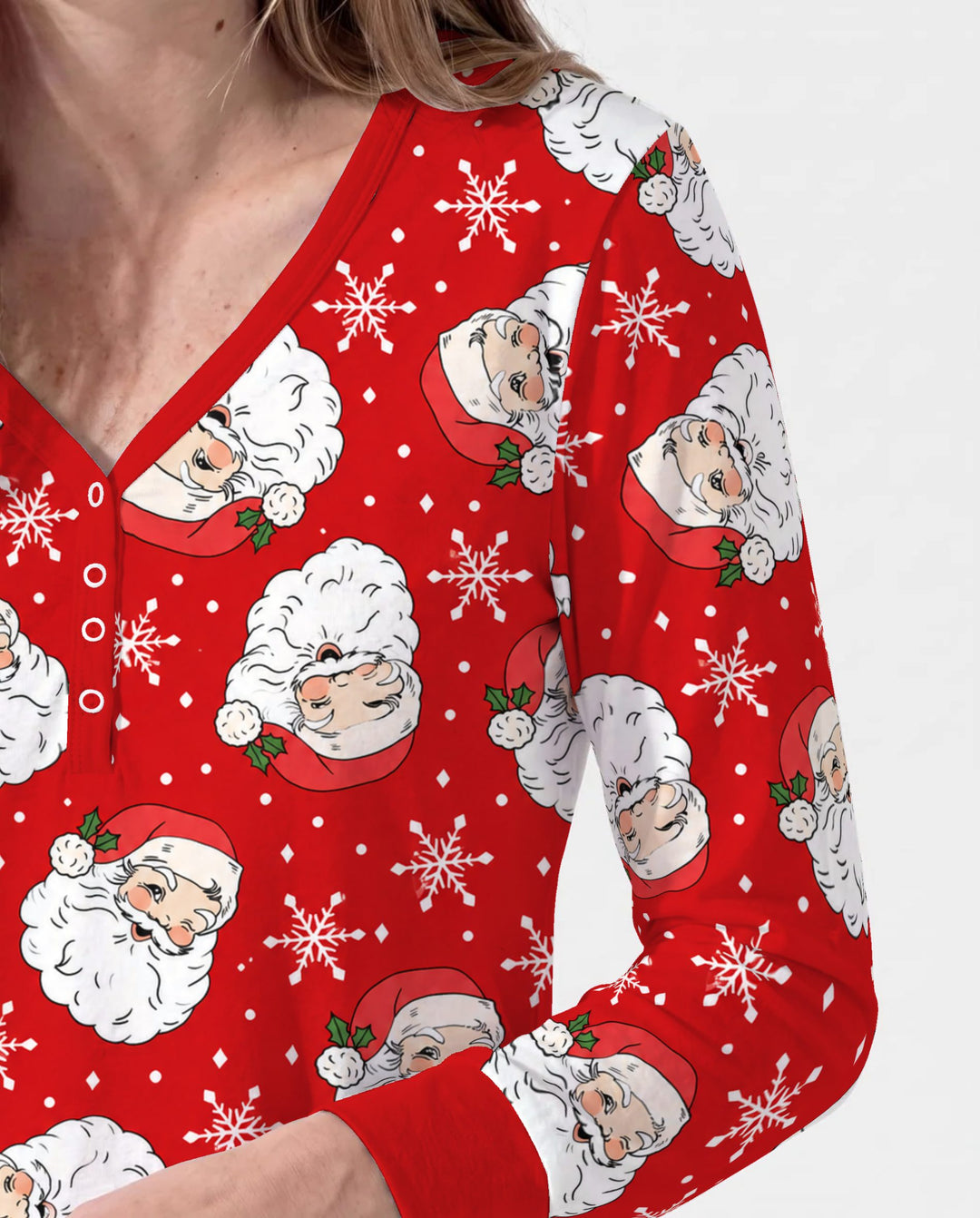 Vintage Santa Red Christmas Bamboo Women Pajama Set