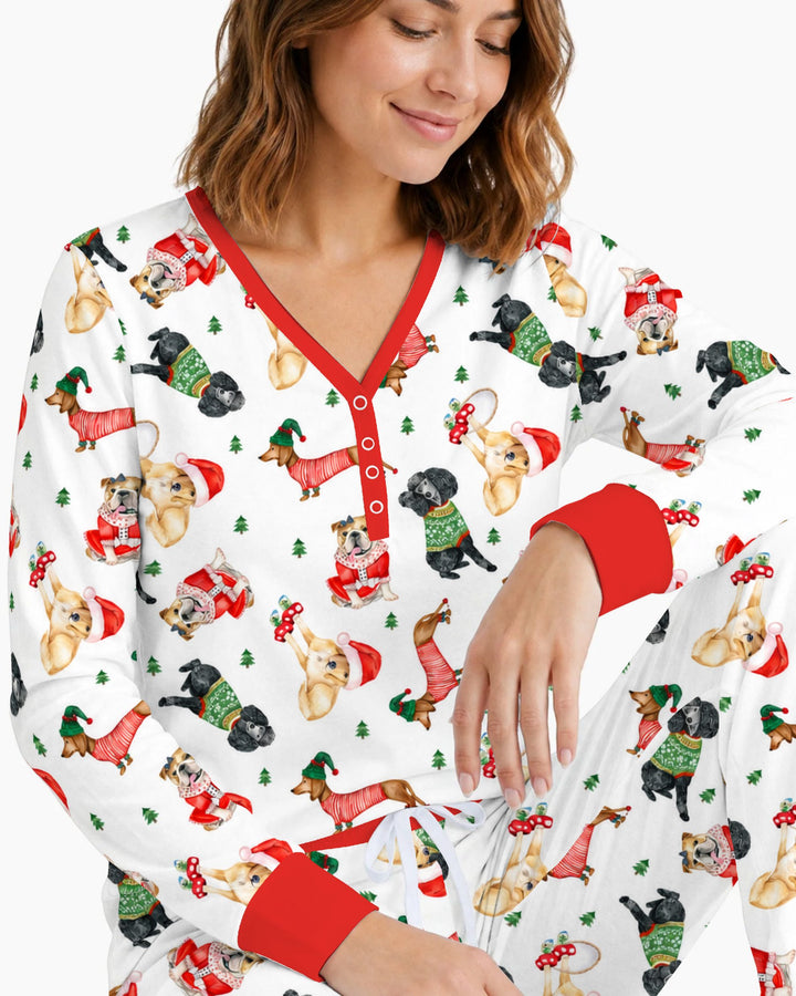Christmas Dogs in Holiday Sweaters Bamboo Women Pajama Set