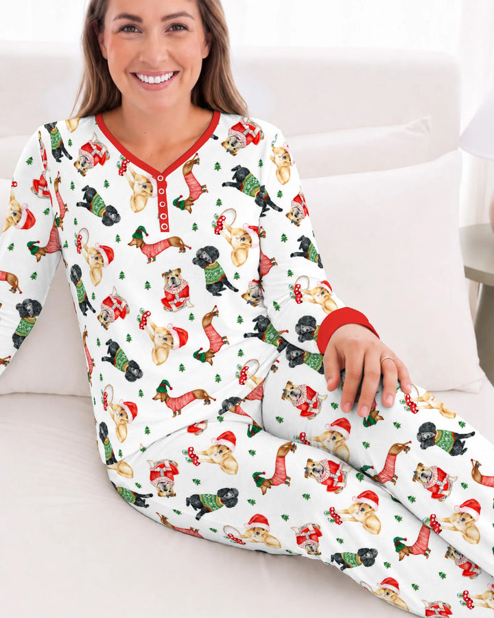 Christmas Dogs in Holiday Sweaters Bamboo Women Pajama Set