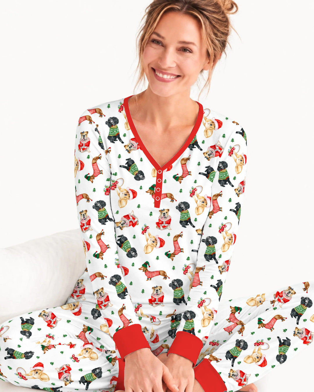 Christmas Dogs in Holiday Sweaters Bamboo Women Pajama Set