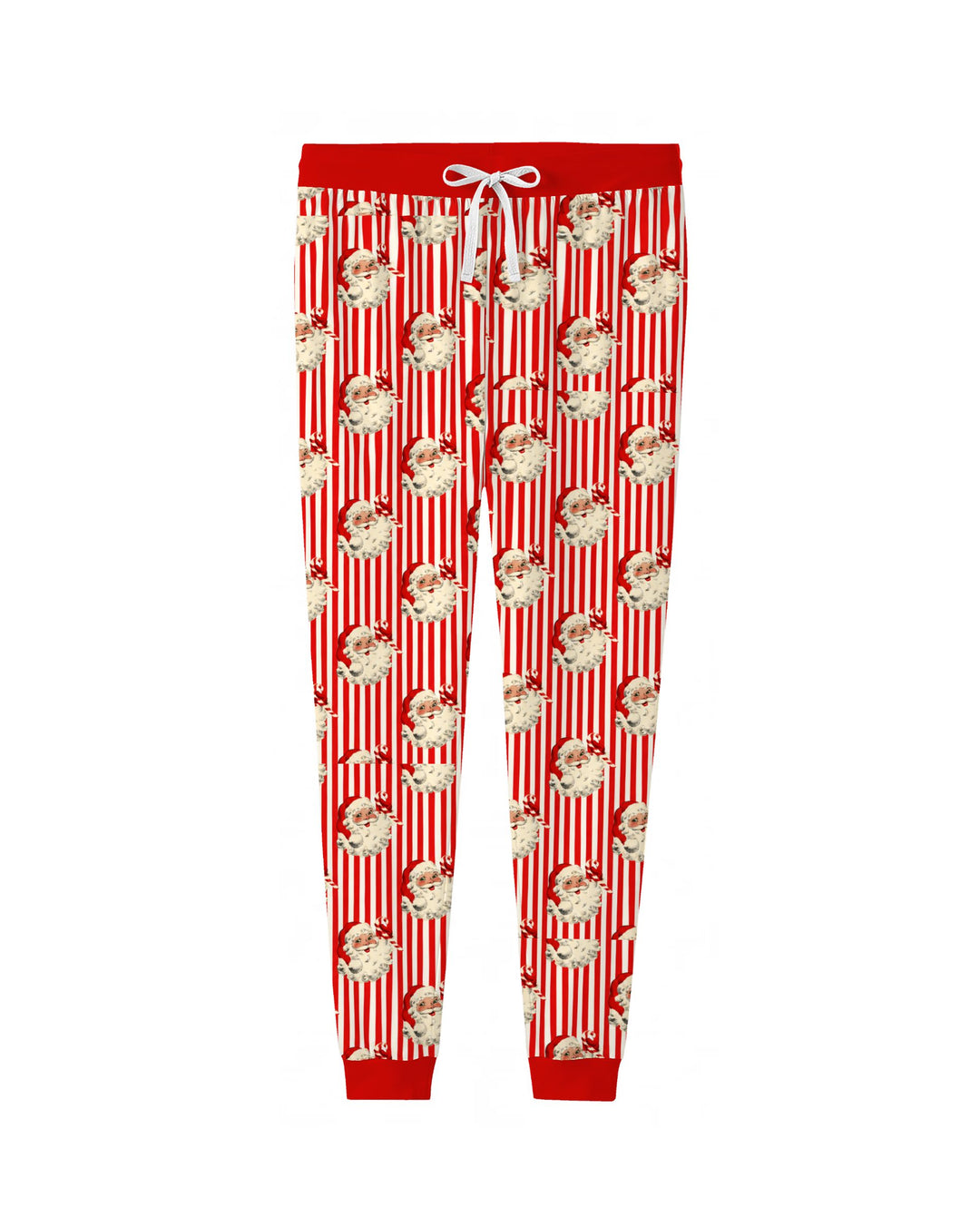 Vintage Santa Candy Cane Stripe Bamboo Women Pajama Set