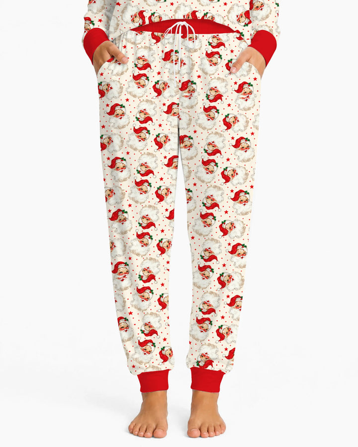 Vintage Santa Red Star Christmas Bamboo Women Pajama Set