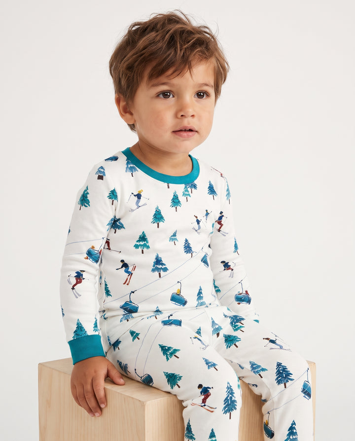 Winter Ski Resort Mountain Bamboo Two Piece Long Sleeve Pajama Set