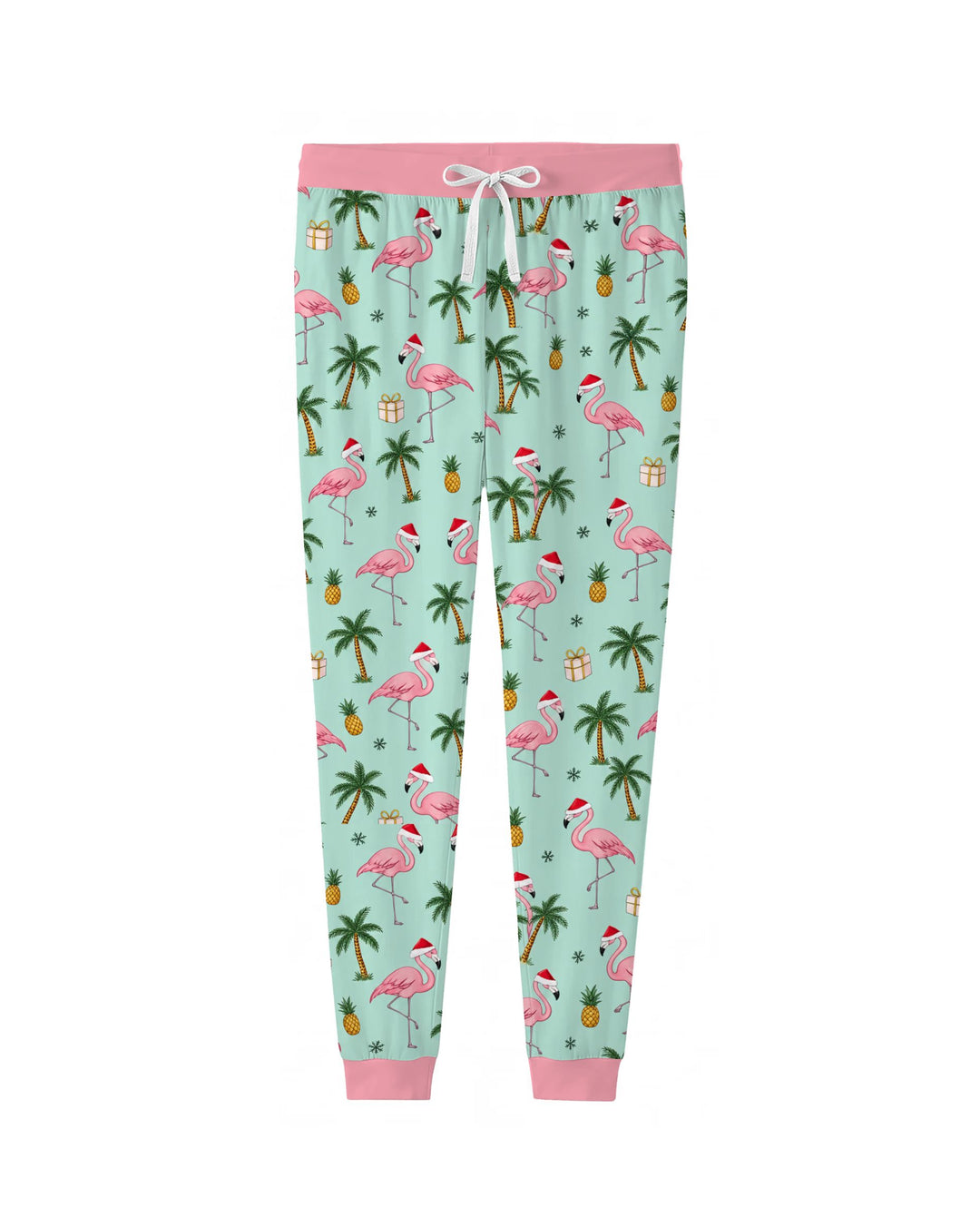Tropical Christmas Flamingo Palm Tree Bamboo Women Pajama Set