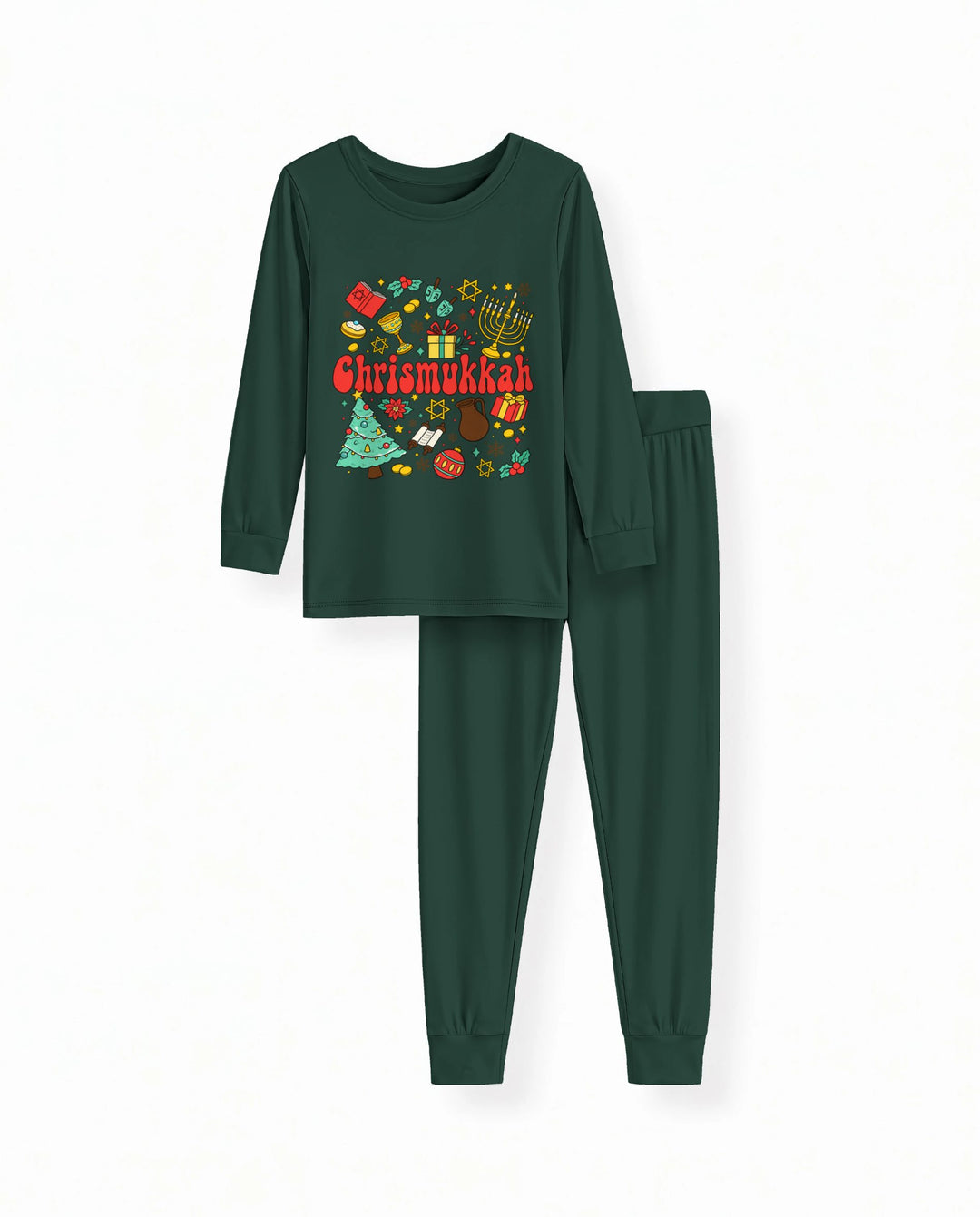 Chrismukkah Christmas Hanukkah Celebration Bamboo Two Piece Long Sleeve Pajama Set