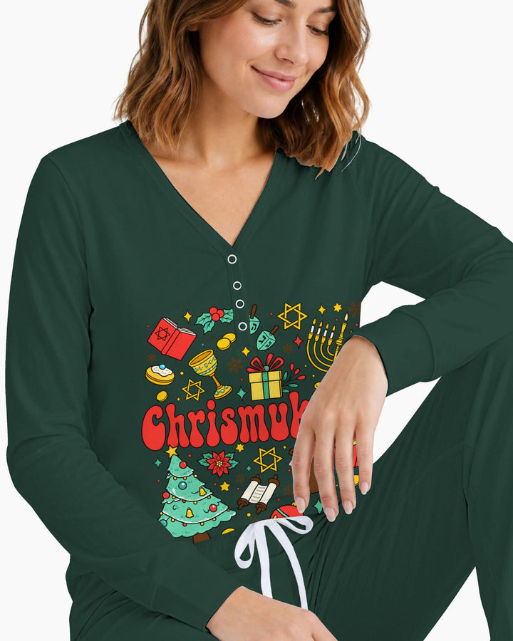 Chrismukkah Christmas Hanukkah Celebration Bamboo Women Pajama Set