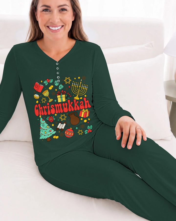 Chrismukkah Christmas Hanukkah Celebration Bamboo Women Pajama Set