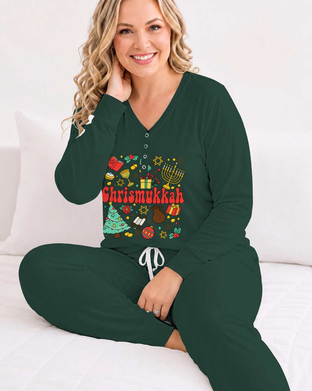 Chrismukkah Christmas Hanukkah Celebration Bamboo Women Pajama Set