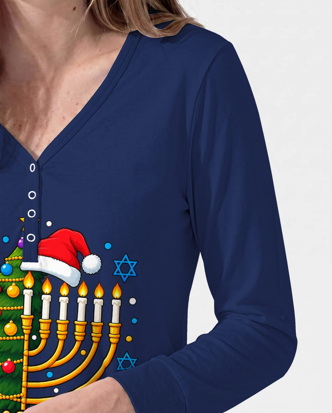 Happy Chrismukkah Christmas Menorah Bamboo Women Pajama Set