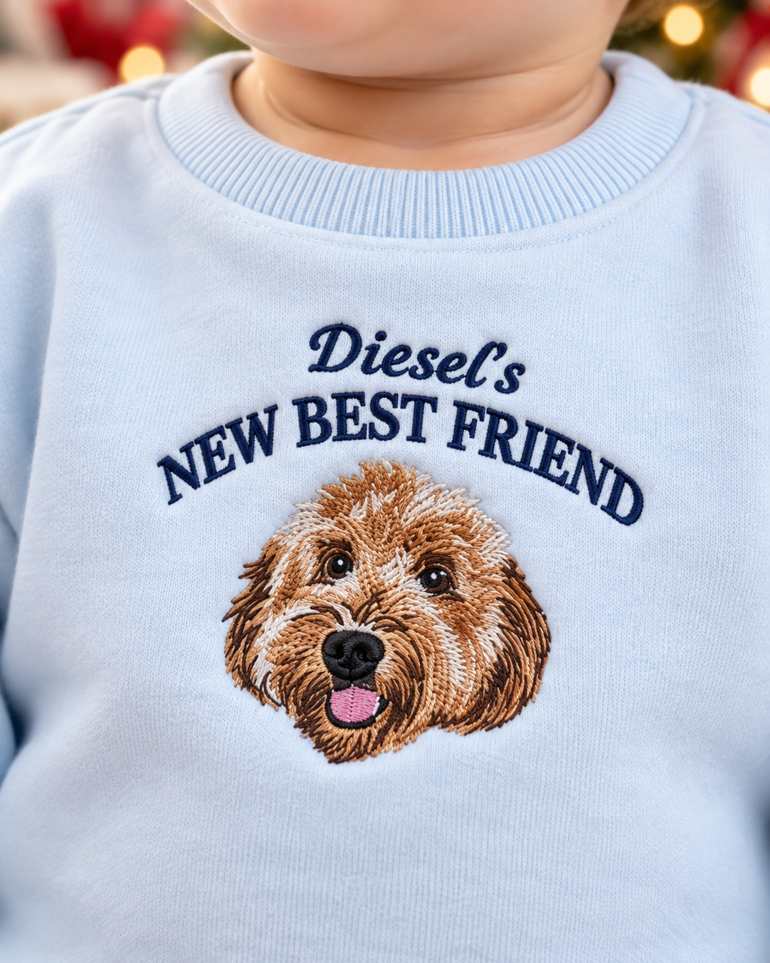 Custom Pet Face New Best Friend Embroidered Bamboo Sweatshirt Bubble Romper
