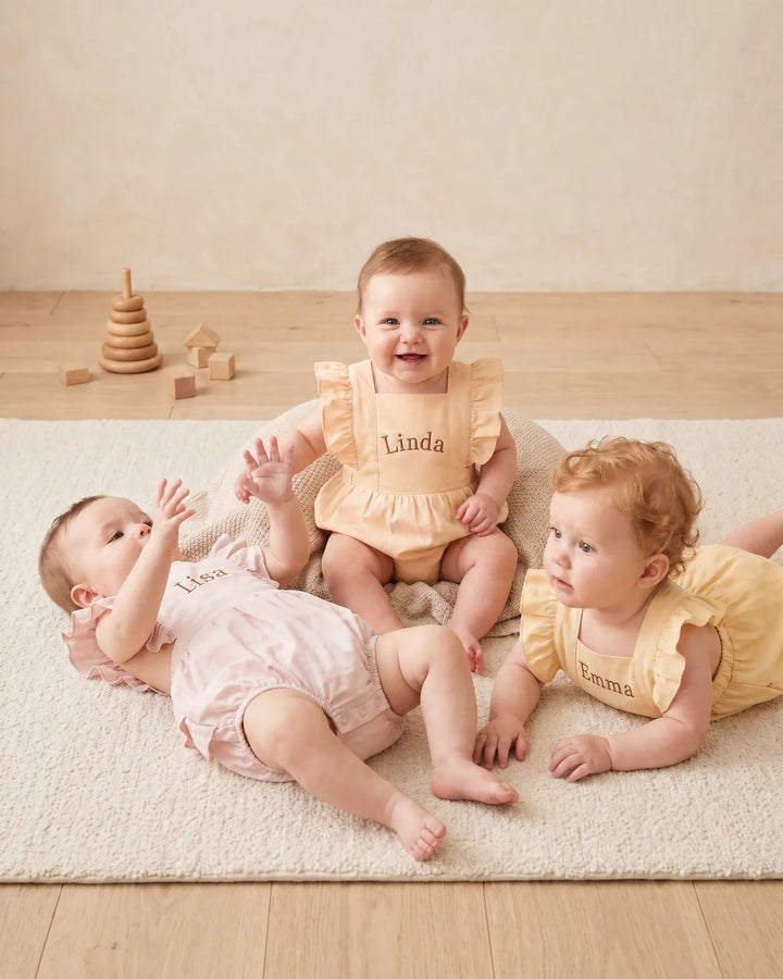 Custom Name Cotton Sleeveless Ruffle Bubble Romper