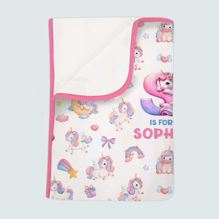 Unicorn Dreams Custom Name Bamboo Blanket
