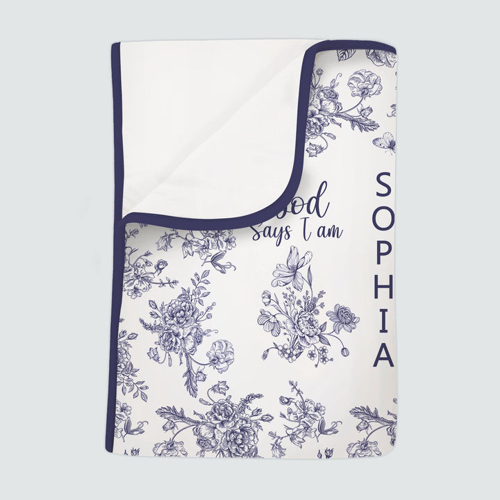 God Says I Am – Faith in Bloom Custom Name and Affirmations Bamboo Blanket