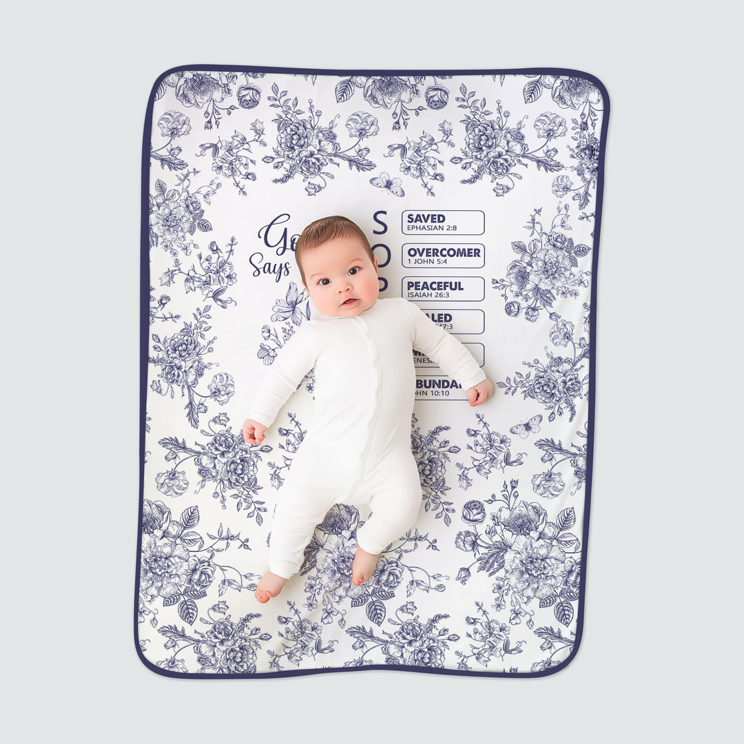 God Says I Am – Faith in Bloom Custom Name and Affirmations Bamboo Blanket