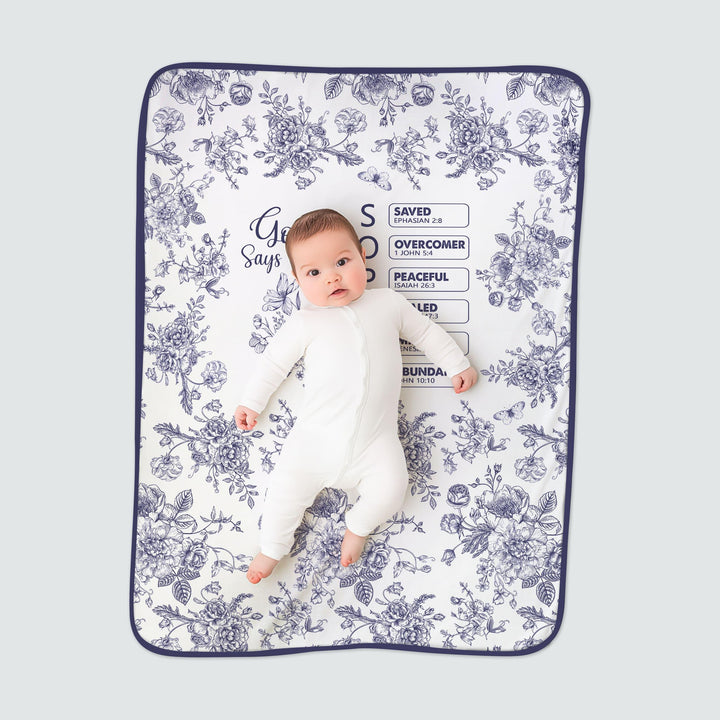 God Says I Am – Faith in Bloom Custom Name and Affirmations Bamboo Blanket