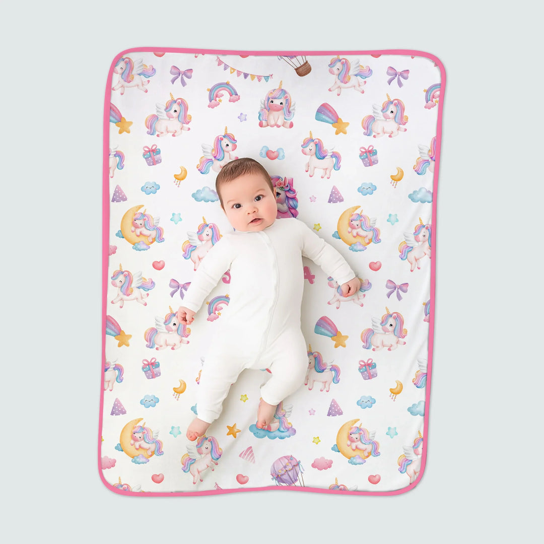 Unicorn Dreams Custom Name Bamboo Blanket
