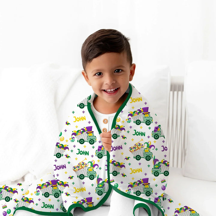 Mardi Gras Trucks Bamboo Blanket