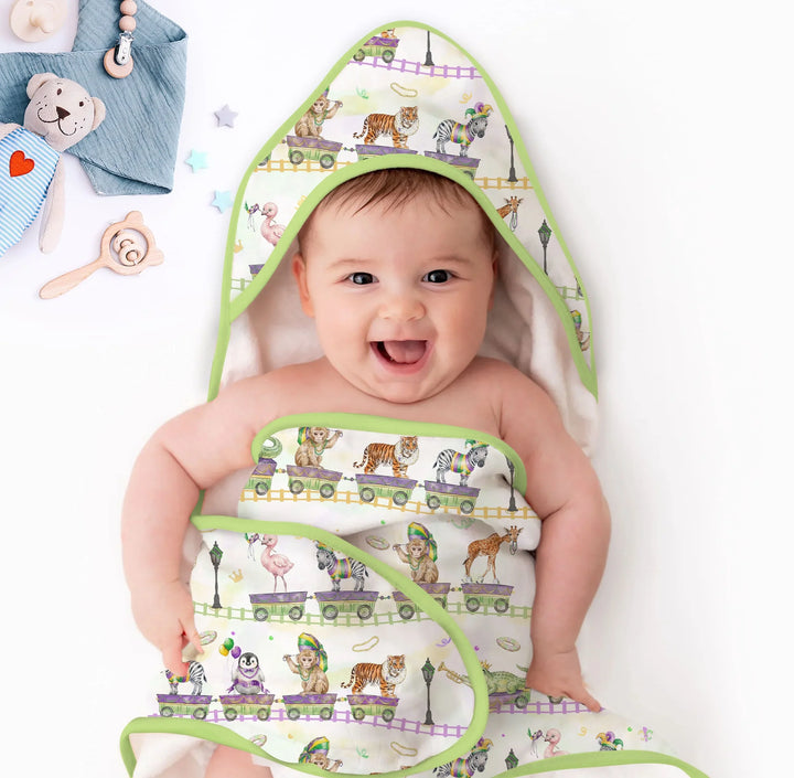 Mardi Gras Jungle Krewe Hooded Bamboo Towel Set