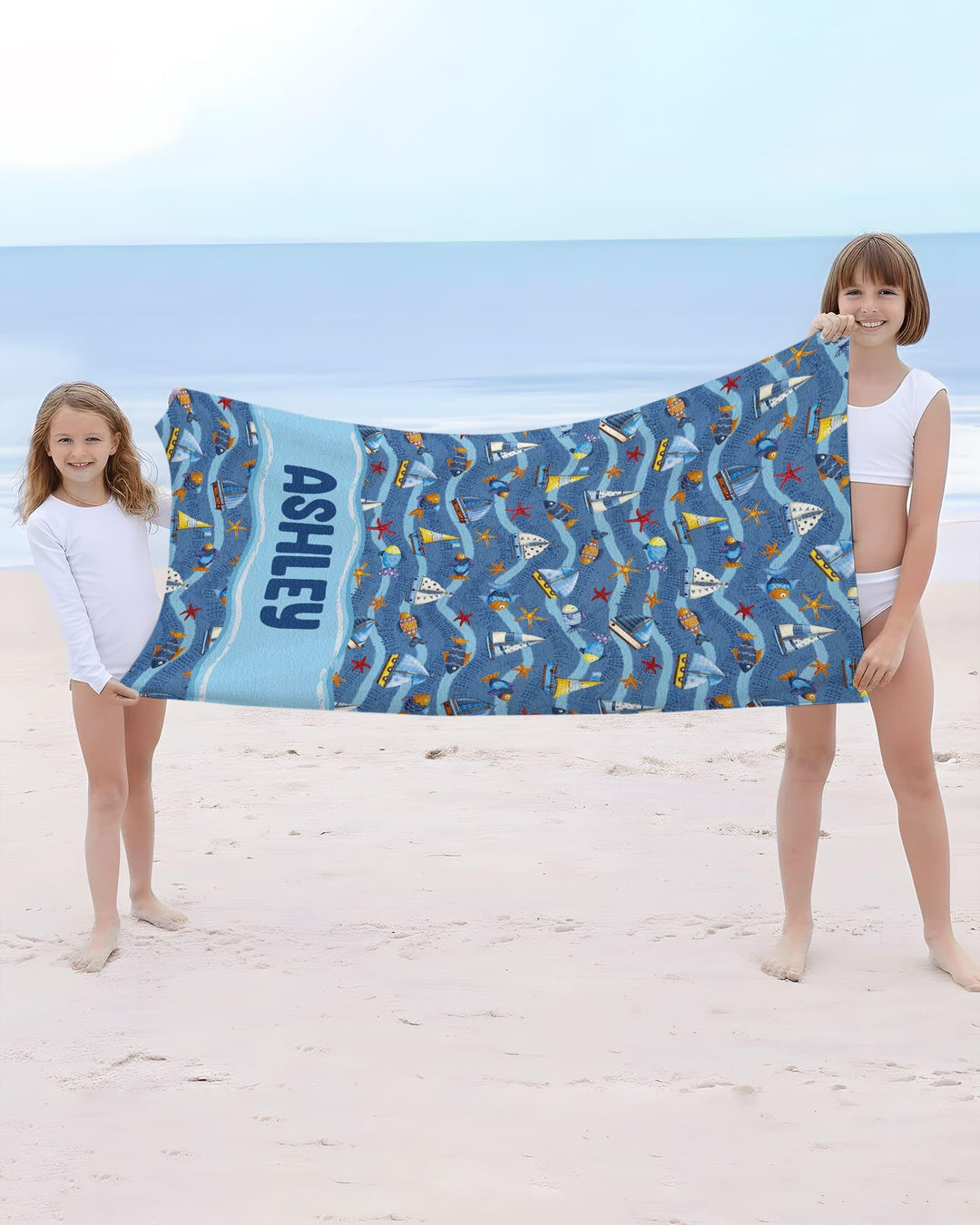 Blue Sail La Vie Family Matching Bamboo Beach Towel