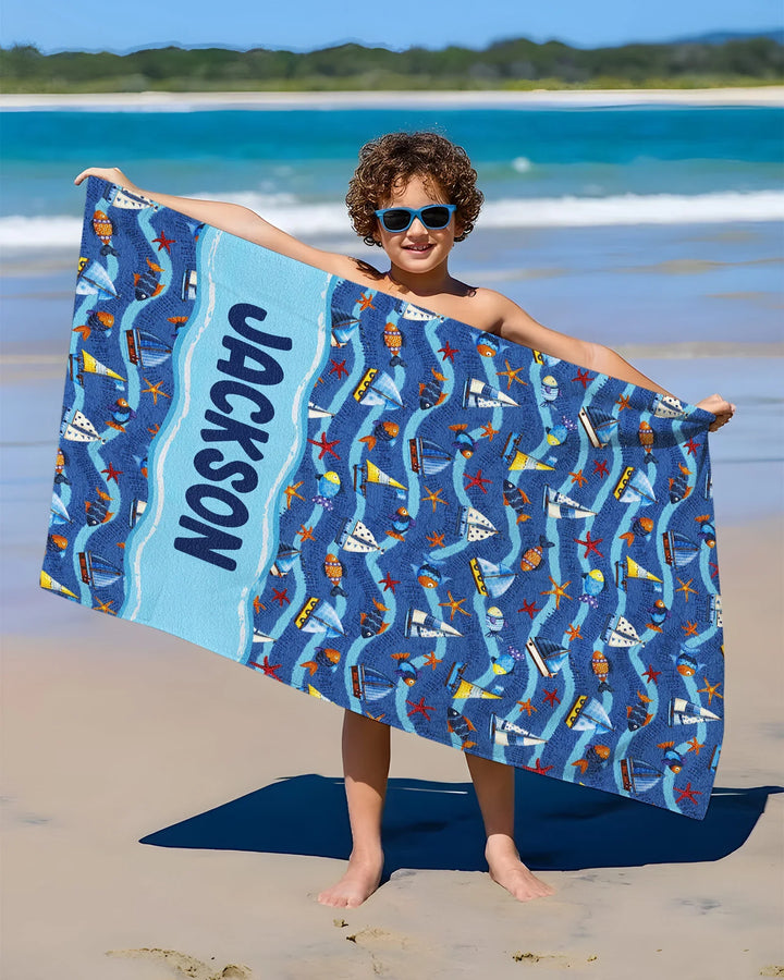 Blue Sail La Vie Family Matching Bamboo Beach Towel