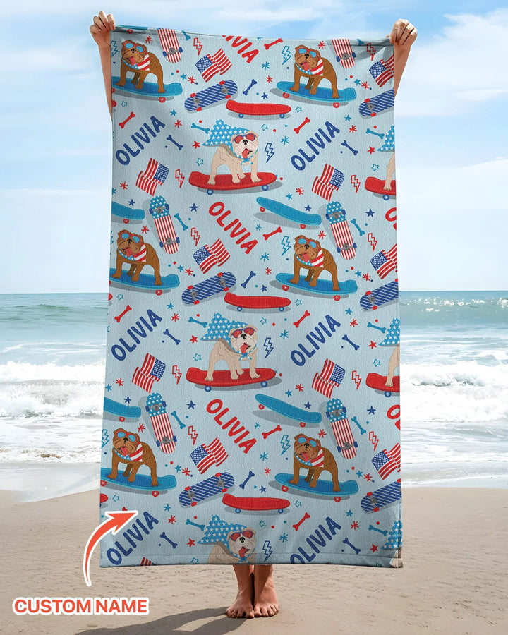 Joyful American Skates Custom Kid Bamboo Beach Towel