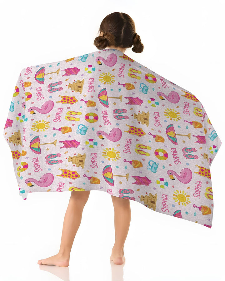 Custom Name Summer is Fun Bamboo Beach Towel