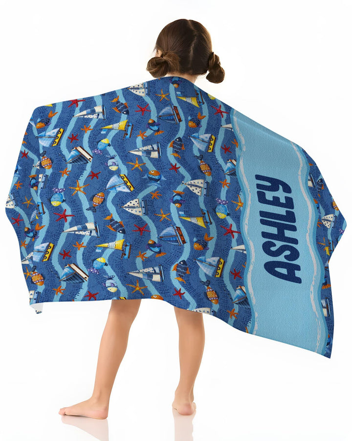 Blue Sail La Vie Family Matching Bamboo Beach Towel