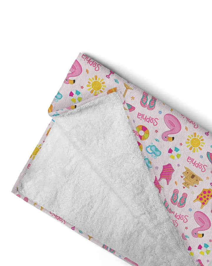 Custom Name Summer is Fun Bamboo Beach Towel