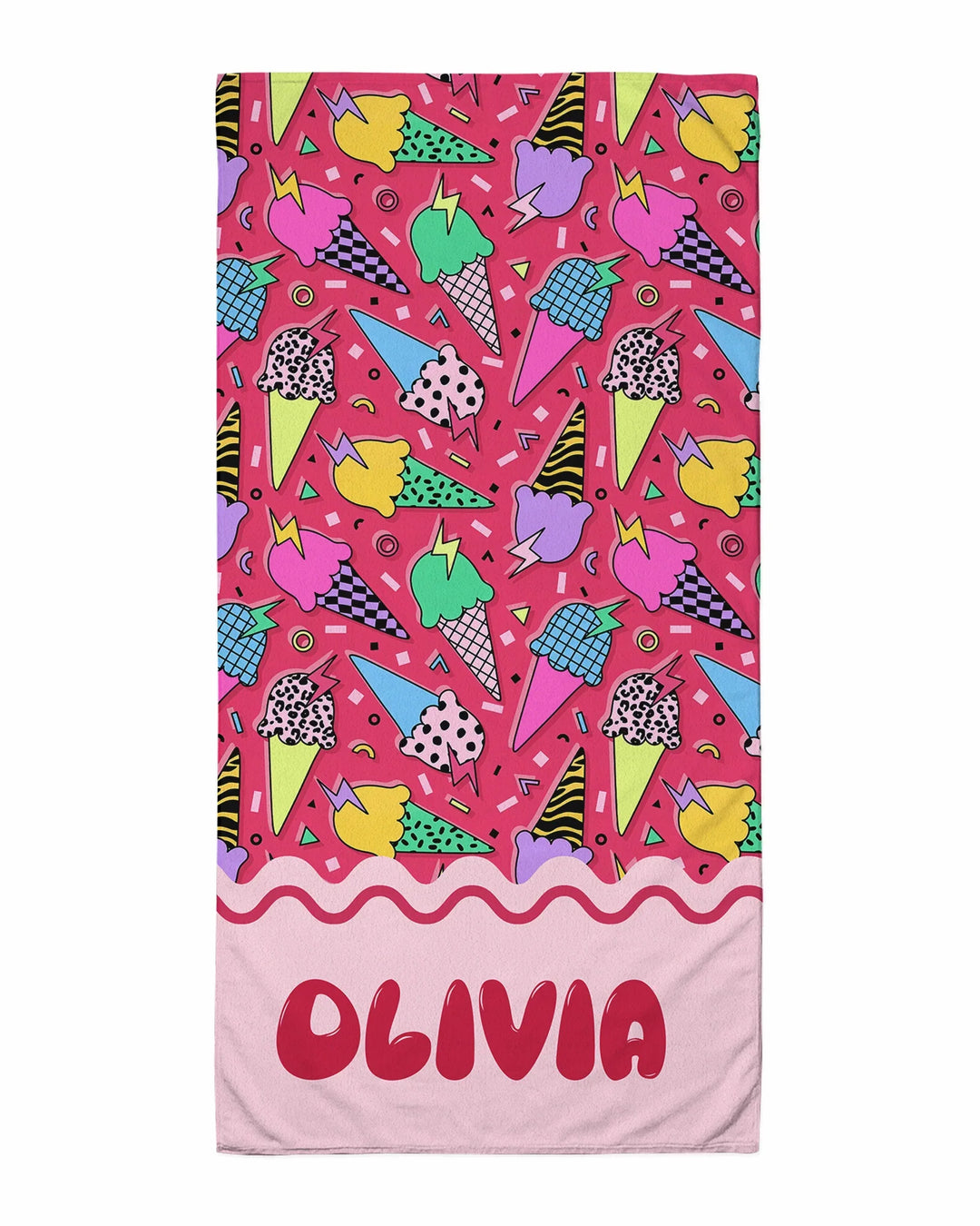 Summer Retro Ice Creams Family Matching Bamboo Beach Towel