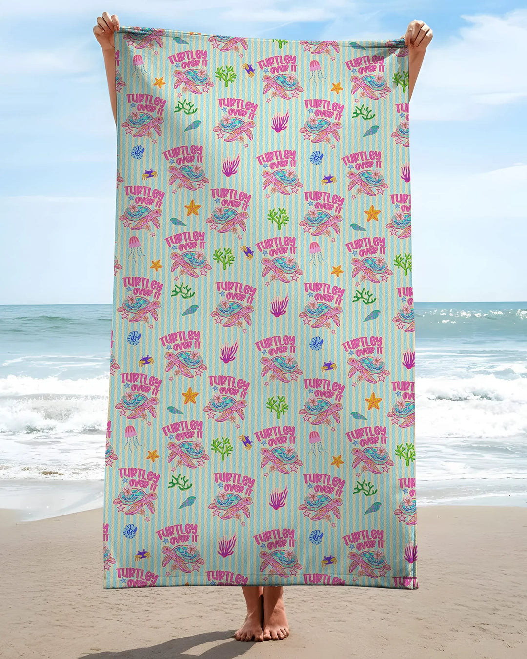 Turtley Over It Family Matching Bamboo Beach Towel