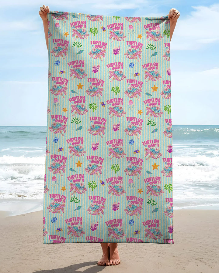 Turtley Over It Family Matching Bamboo Beach Towel