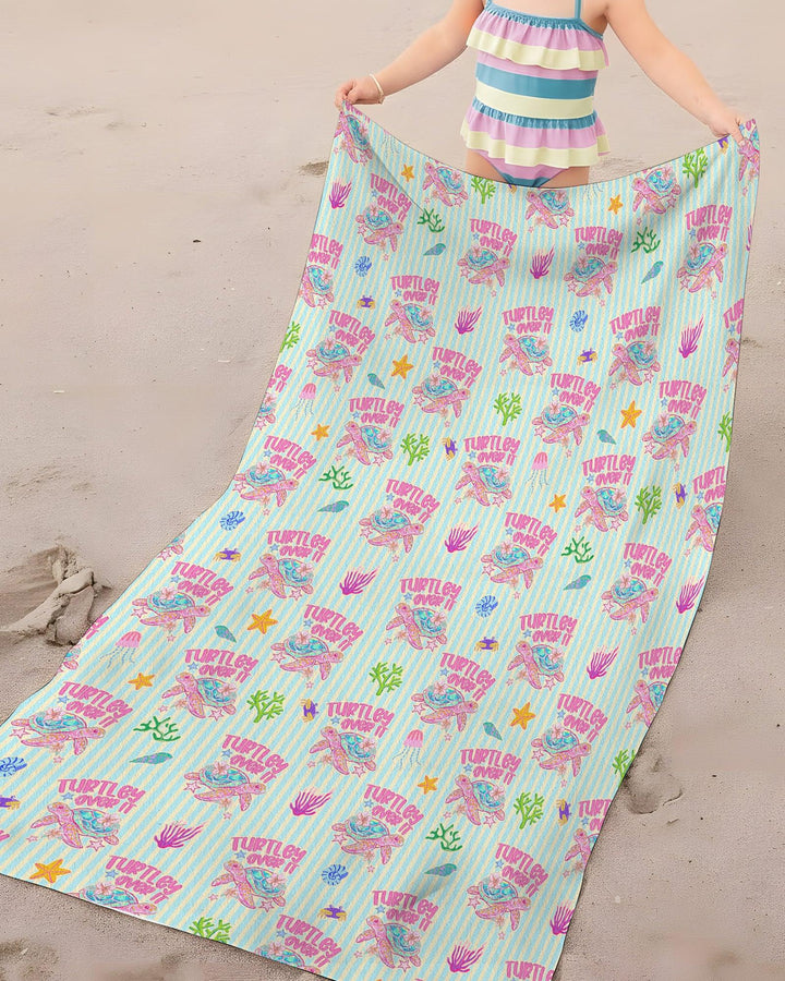 Turtley Over It Family Matching Bamboo Beach Towel