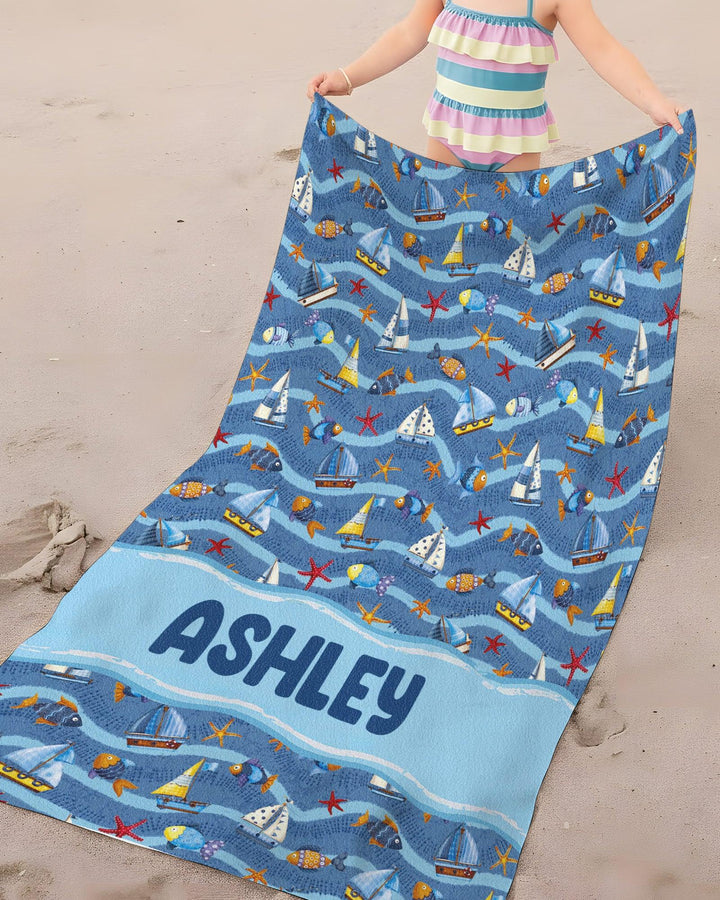 Blue Sail La Vie Family Matching Bamboo Beach Towel