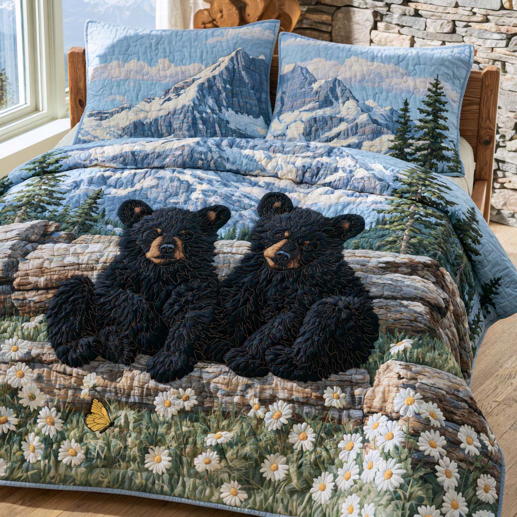 Bear Quiet Forest Bamboo Quilt Bedding Set