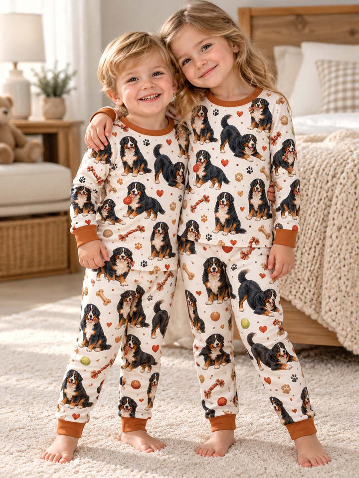 Bernese Dog Playtime Bamboo Two Piece Long Sleeve Pajama Set