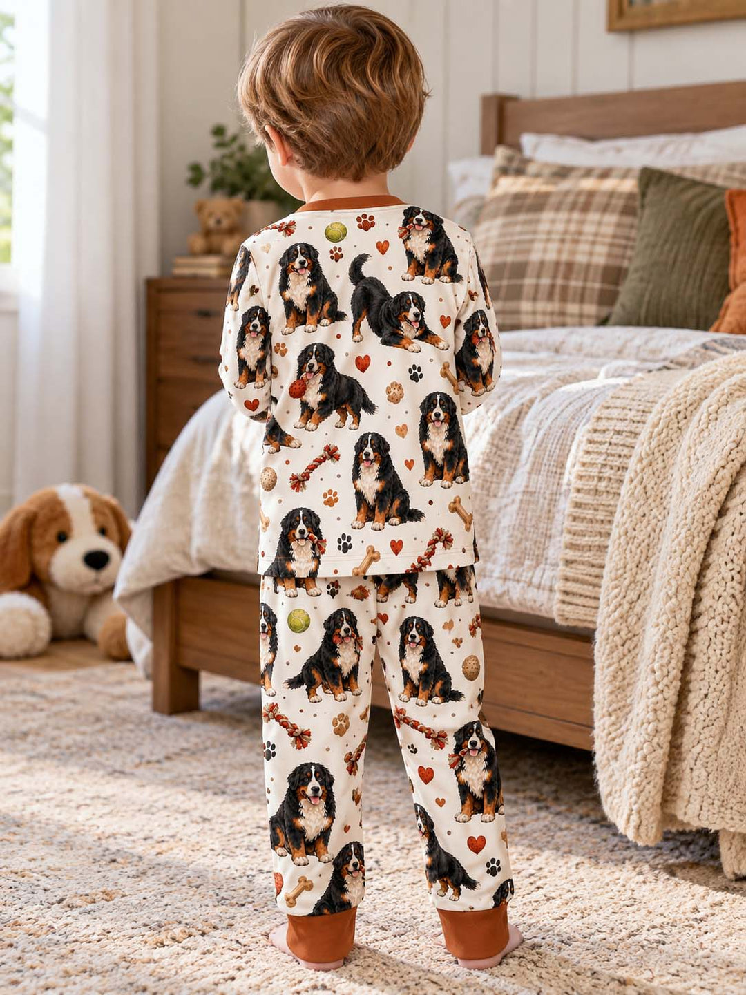 Bernese Dog Playtime Bamboo Two Piece Long Sleeve Pajama Set