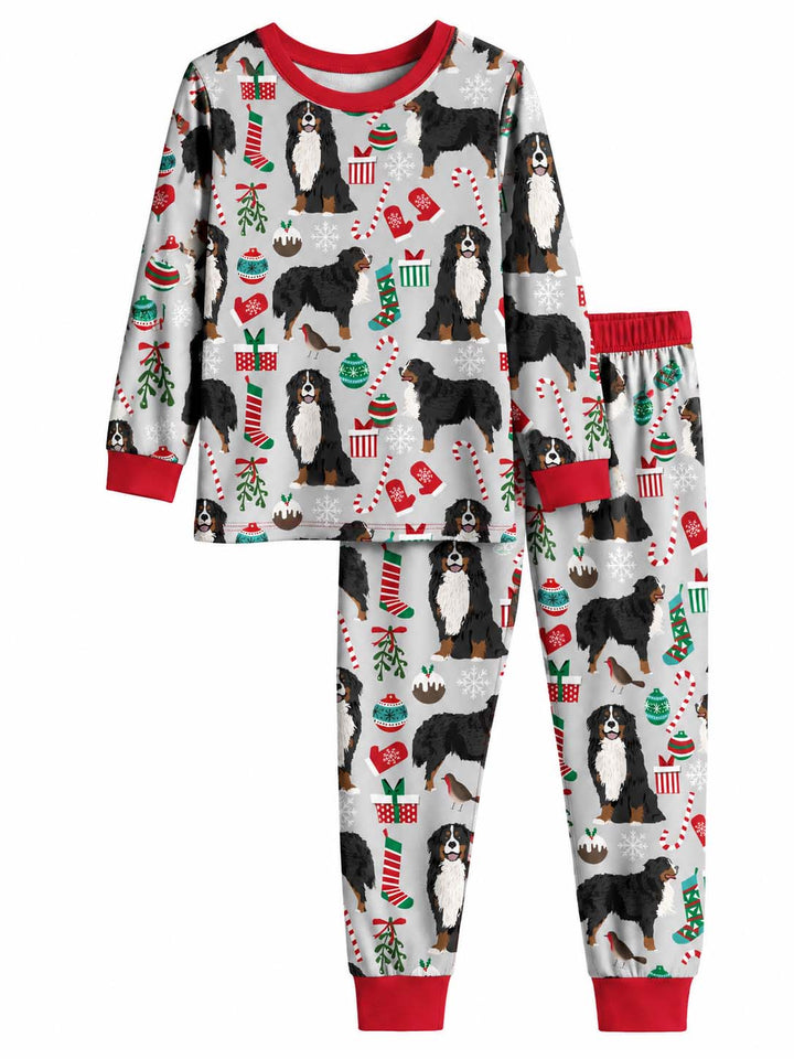 Bernese Mountain Dog Christmas Bamboo Two Piece Long Sleeve Pajama Set