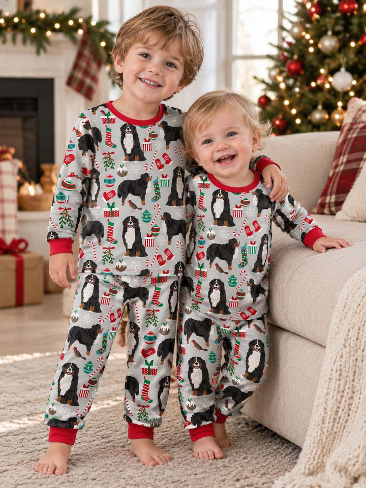 Bernese Mountain Dog Christmas Bamboo Two Piece Long Sleeve Pajama Set