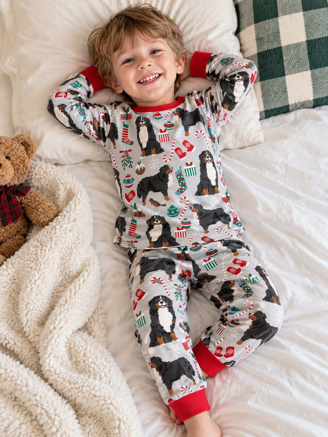Bernese Mountain Dog Christmas Bamboo Two Piece Long Sleeve Pajama Set