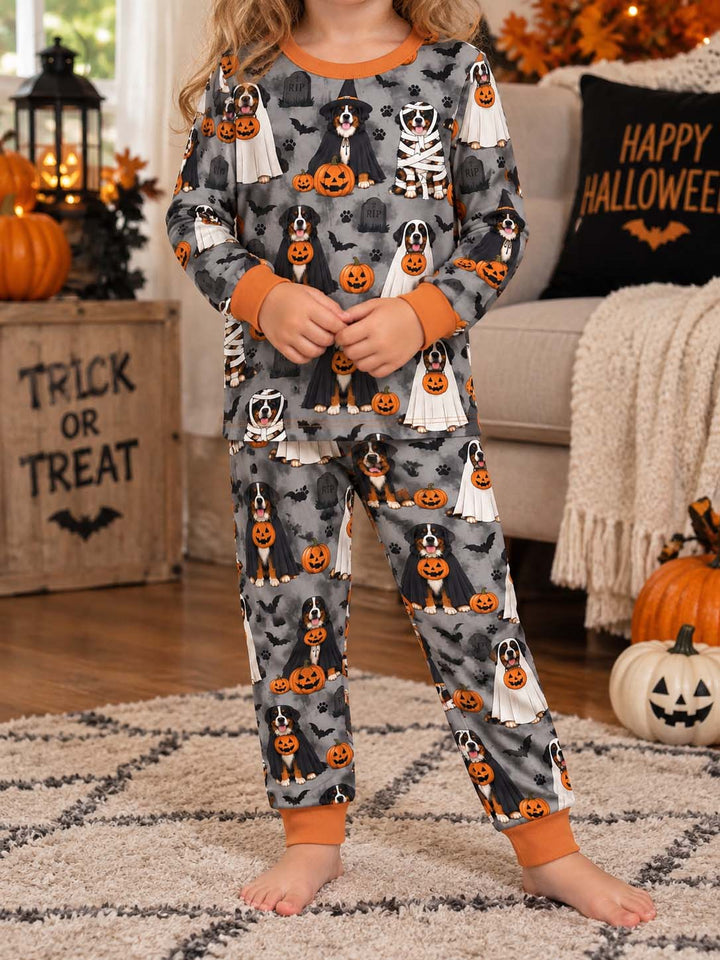 Bernese Mountain Dog Halloween Bamboo Two Piece Long Sleeve Pajama Set