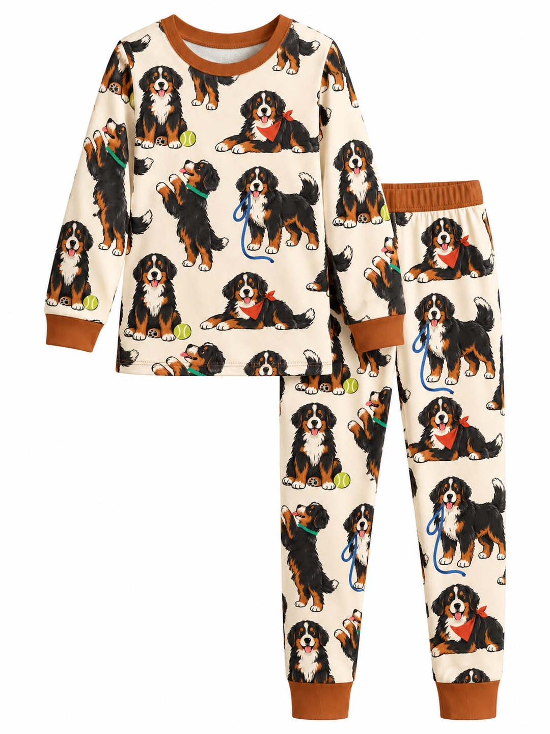 Bernese Mountain Dog Playtime Bamboo Two Piece Long Sleeve Pajama Set