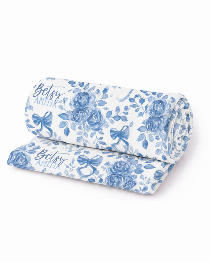 Personalized Betsy's Blooms Bamboo Swaddle Blanket