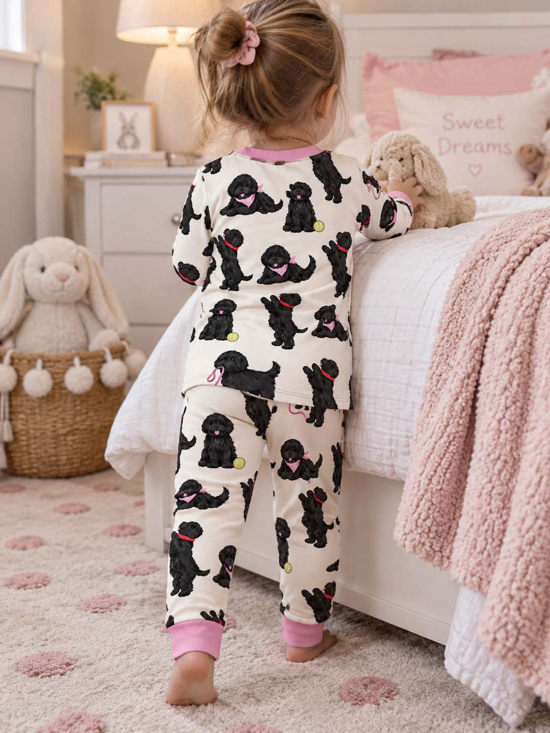 Black Dog Playtime Pink Bamboo Two Piece Long Sleeve Pajama Set