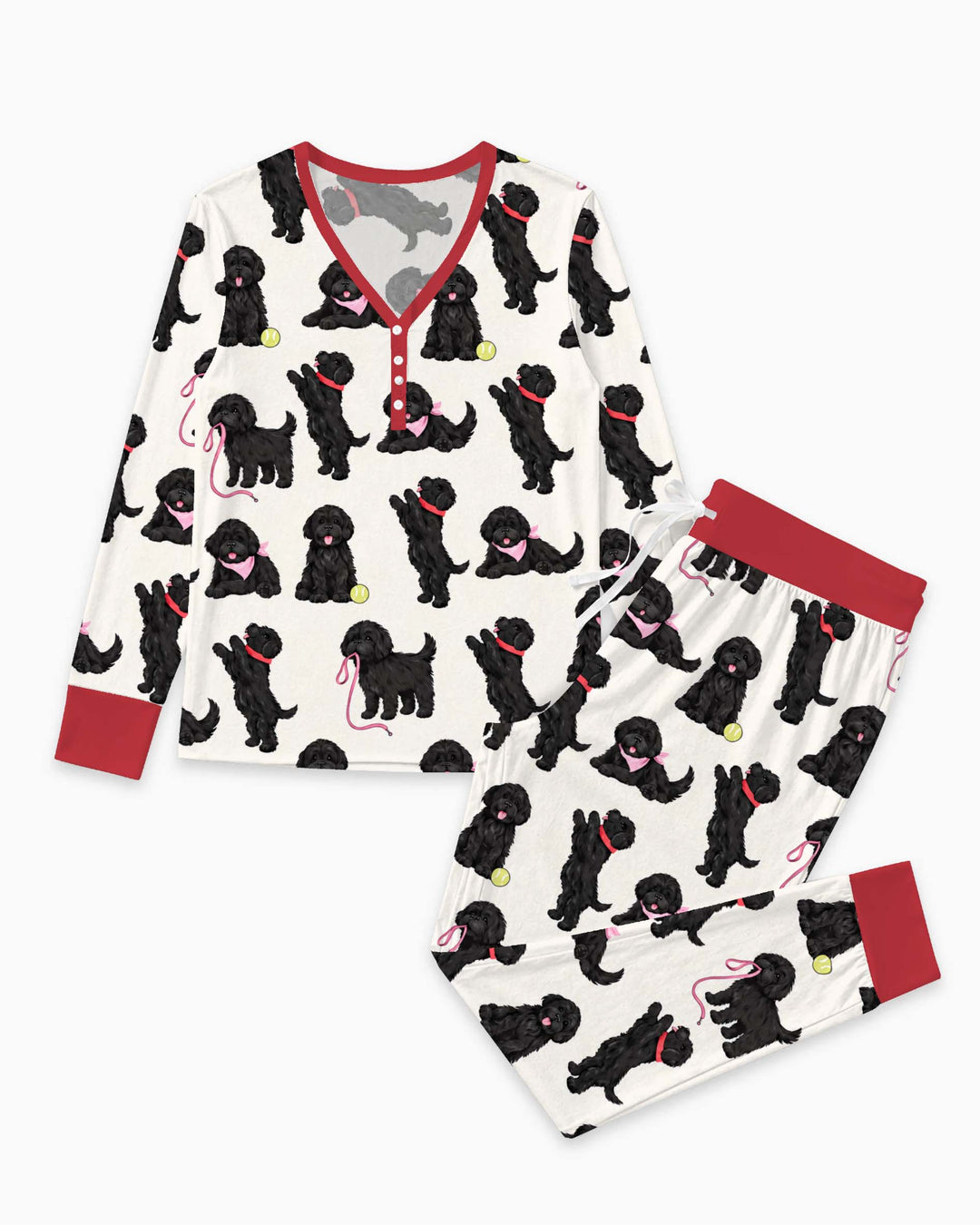 Black Dog Playtime Pink Bamboo Women Pajama Set