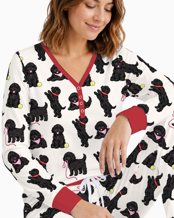 Black Dog Playtime Pink Bamboo Women Pajama Set