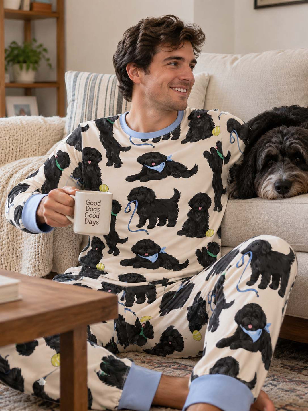 Black Dog Playtime Bamboo Men's Pajama Set