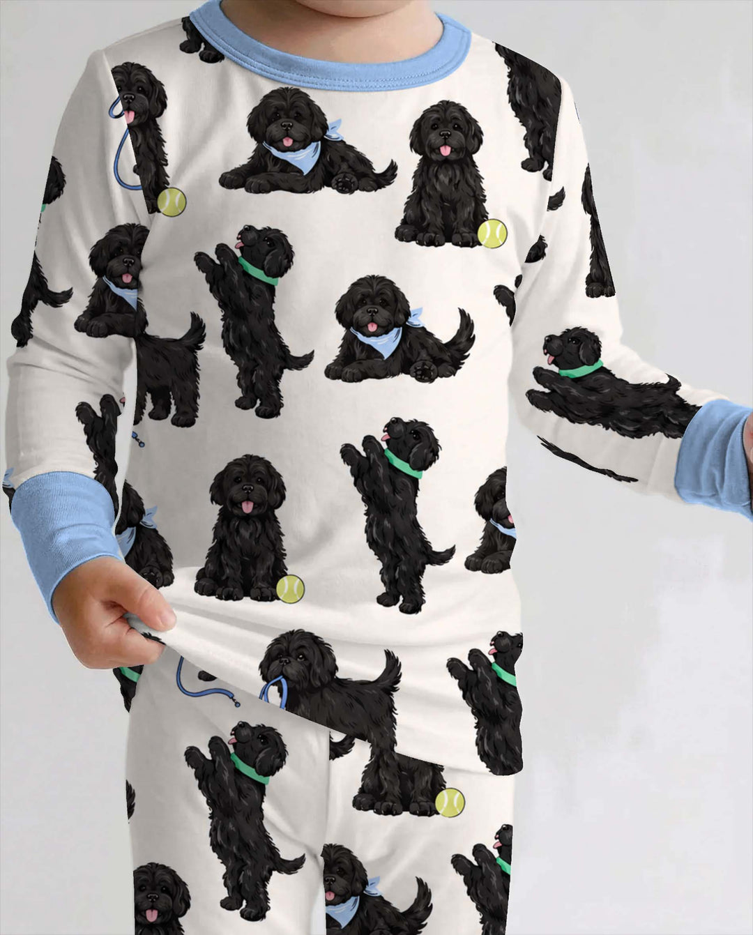 Black Dog Playtime Bamboo Two Piece Long Sleeve Pajama Set
