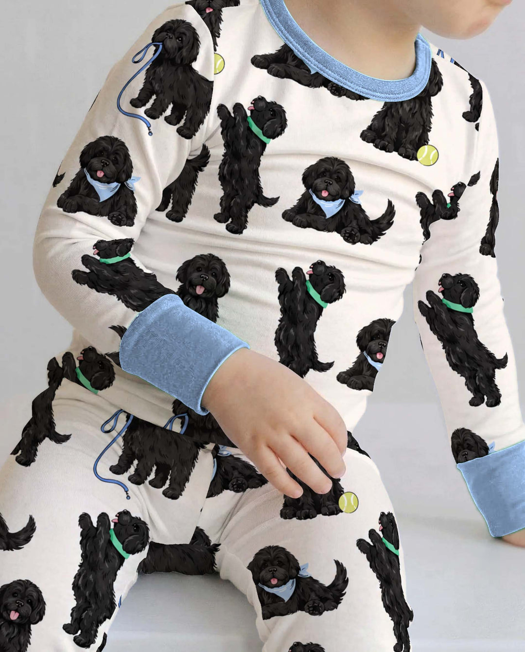 Black Dog Playtime Bamboo Two Piece Long Sleeve Pajama Set