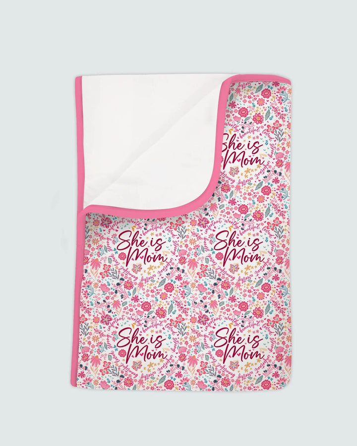 She Is Mom Floral Bamboo Blanket