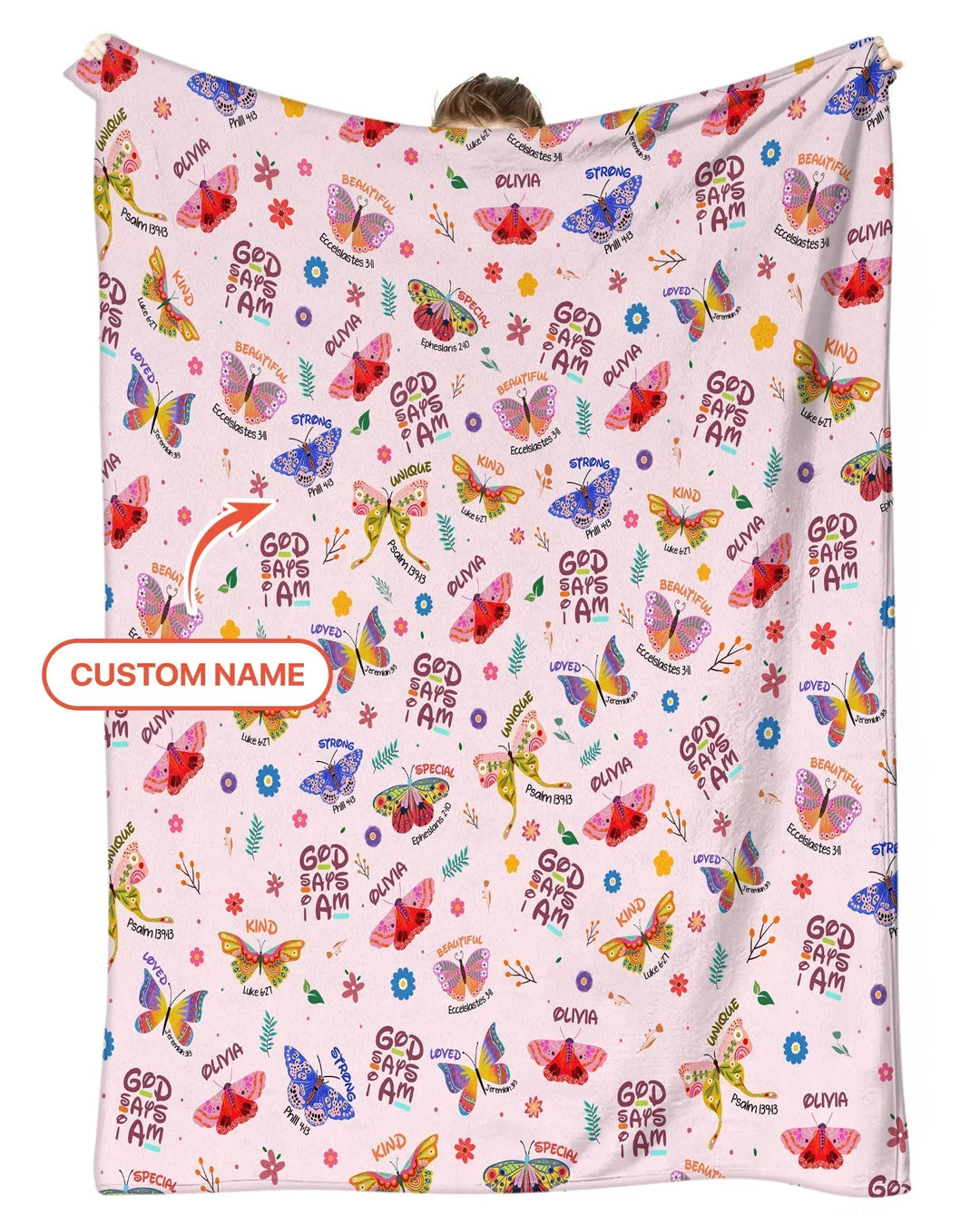 Custom Name God says I am Butterfly Bamboo Blanket